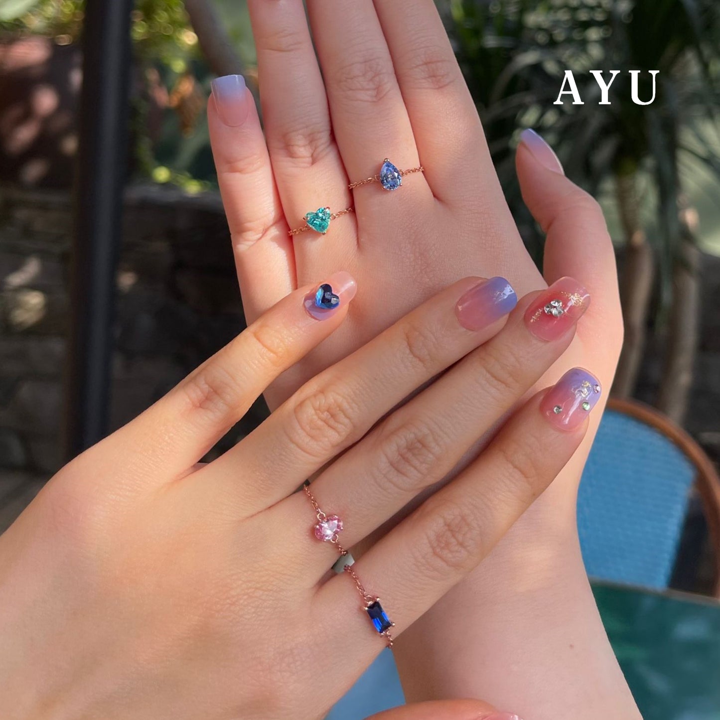 AYU Cincin Emas - Bejeweled In Baguette Adjustable Ring 17k Rose Gold