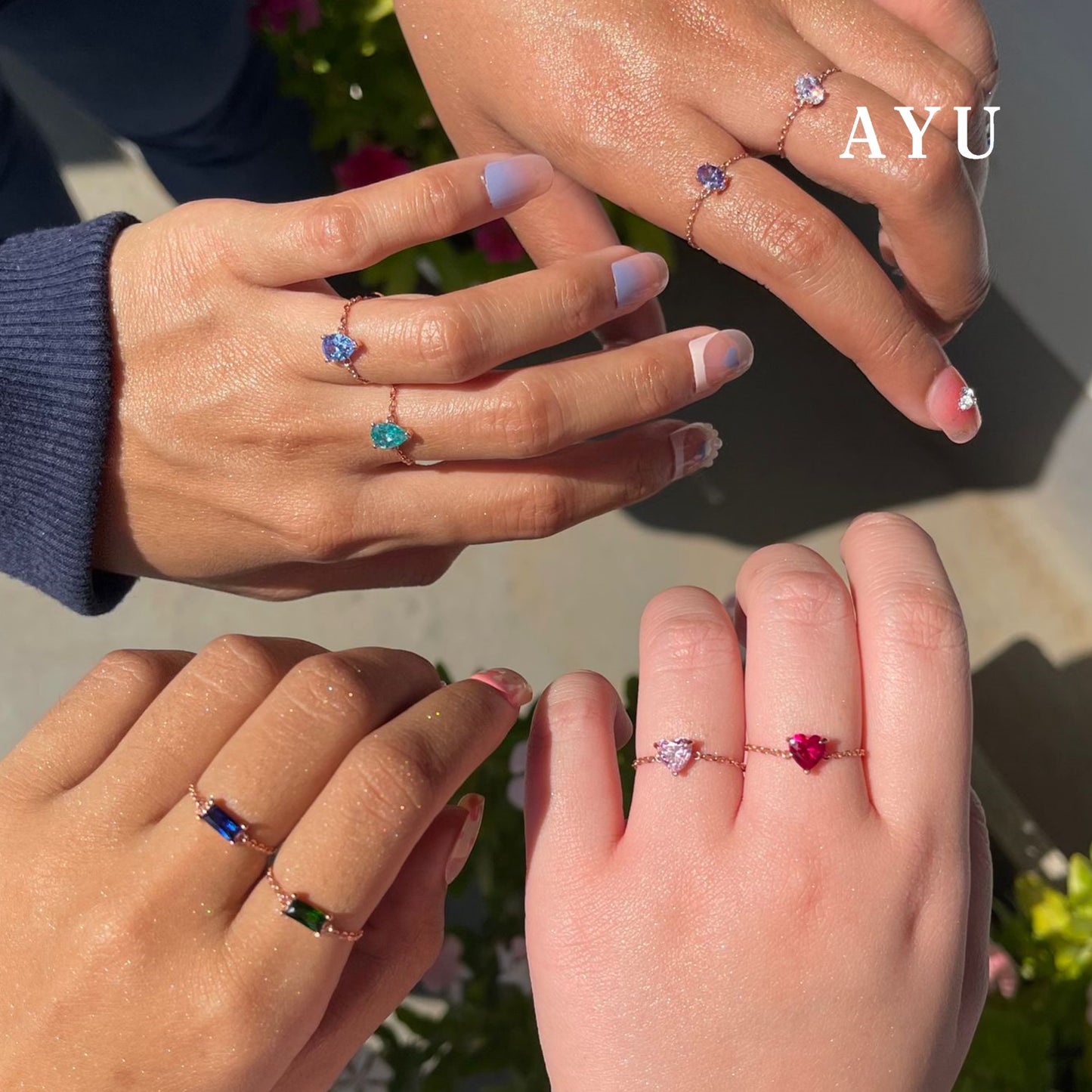 AYU Cincin Emas - Bejeweled In Baguette Adjustable Ring 17k Rose Gold