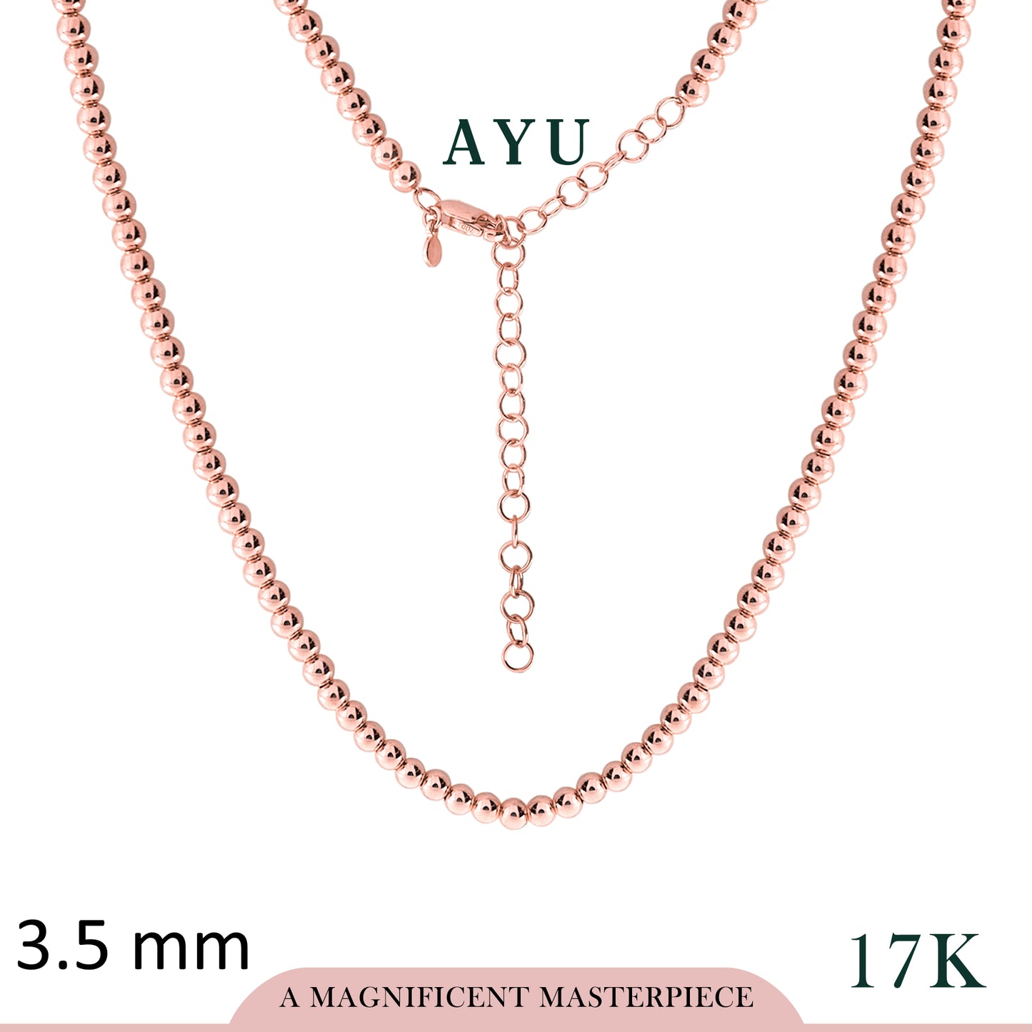 AYU Kalung Emas - Gold Boba Necklace 17k Rose Gold