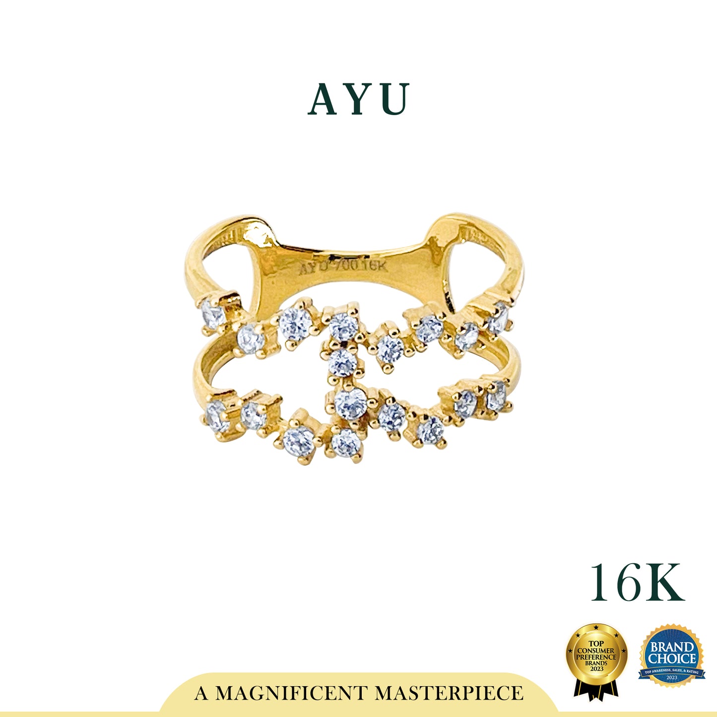 AYU Cincin Emas - Double Milky Way Ring 16k Yellow Gold