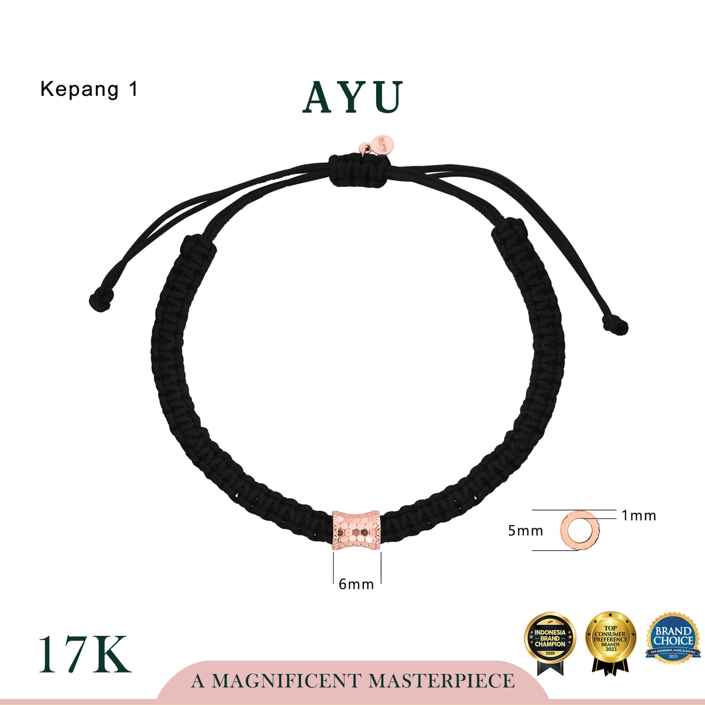 AYU Gold Bling Wheel Charm 17k Rose Gold (C)