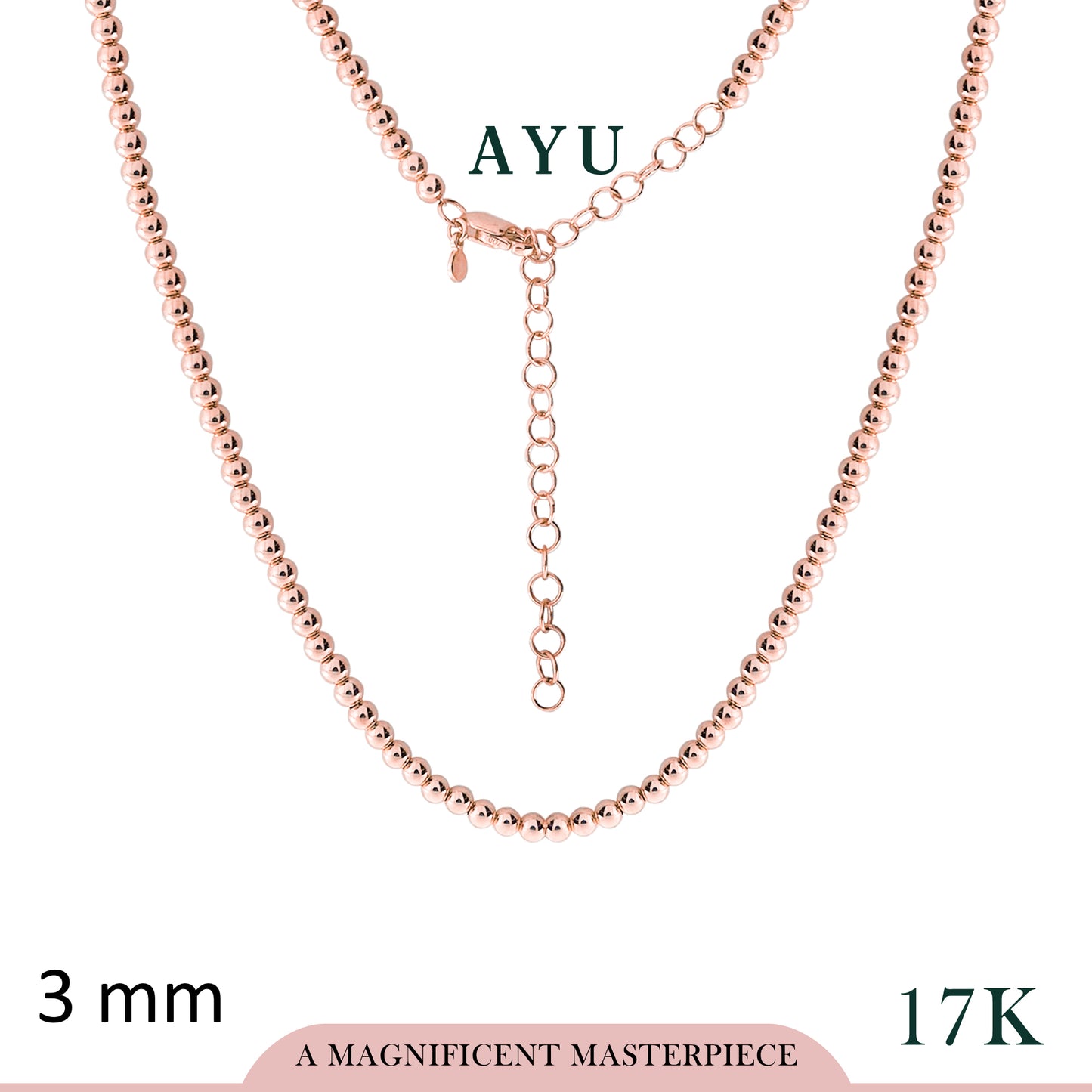 AYU Kalung Emas - Gold Boba Necklace 17k Rose Gold