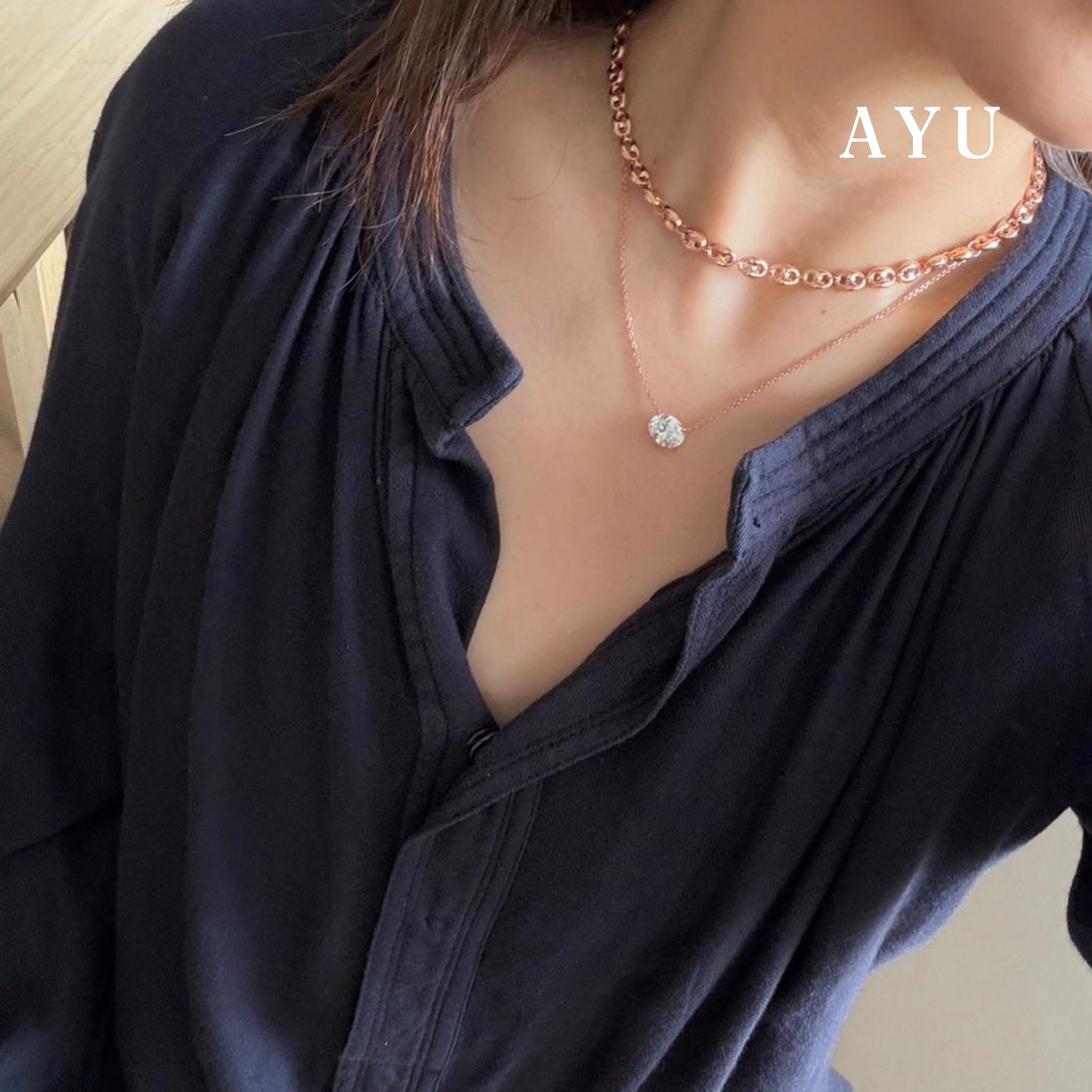 The AYU Djudju Solitaire Chain Necklace 16k Yellow Gold