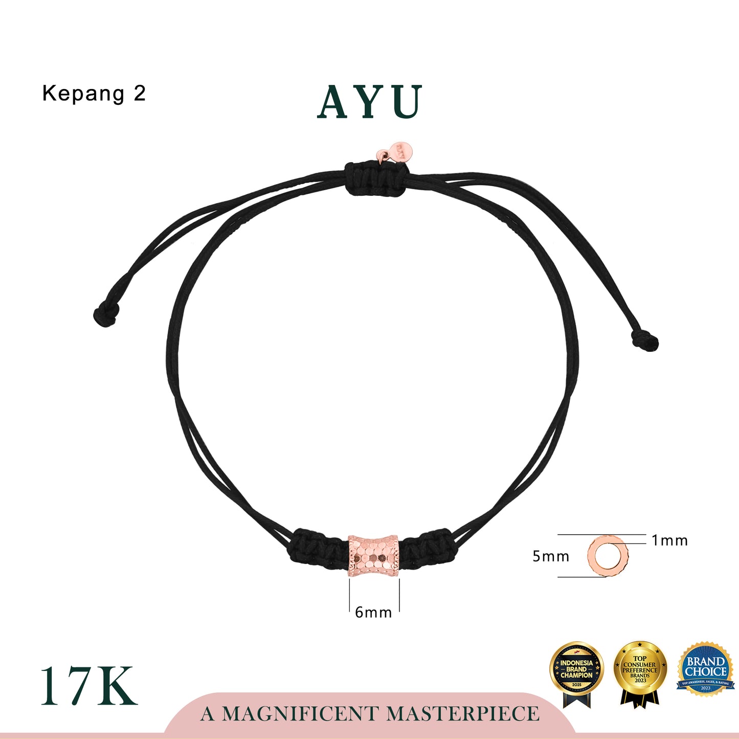 AYU Gold Bling Wheel Charm 17k Rose Gold (C)