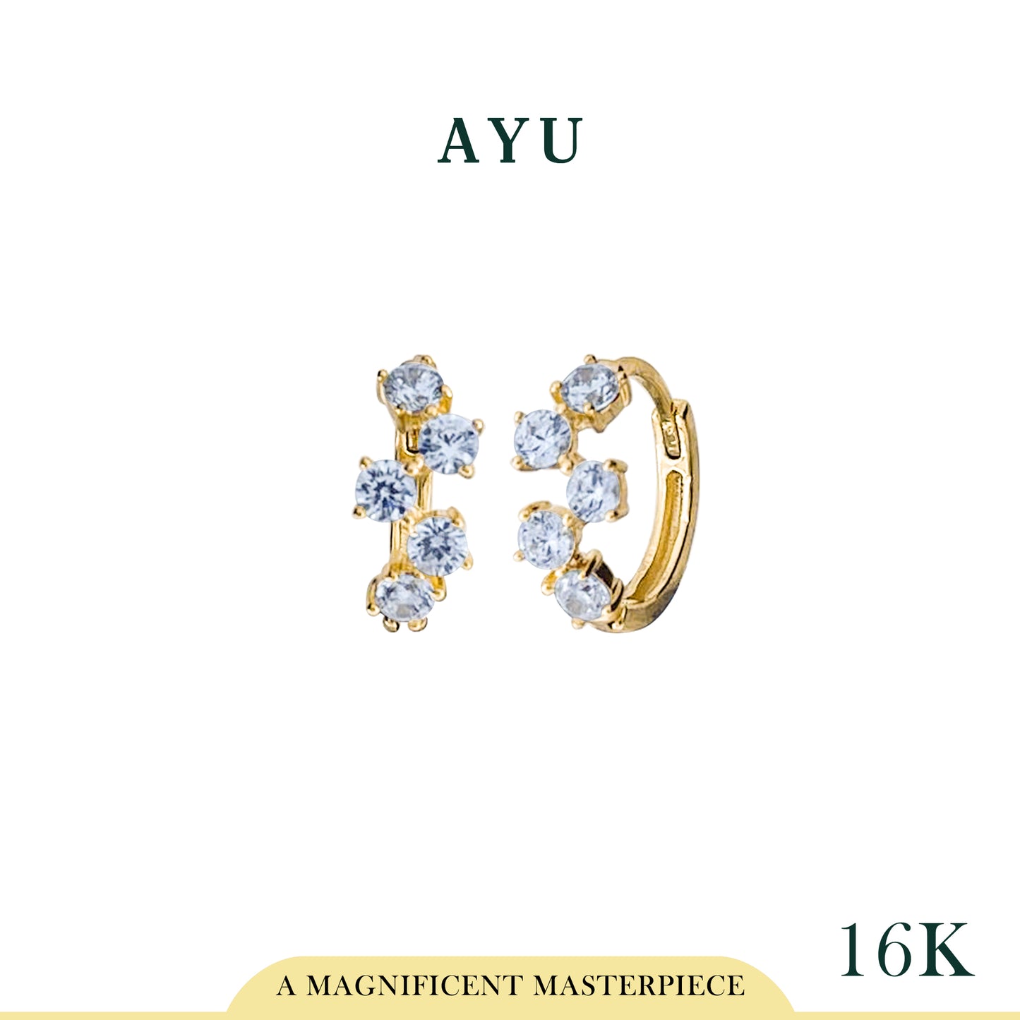 AYU Anting Emas - Milky Way Huggies 16k Yellow Gold