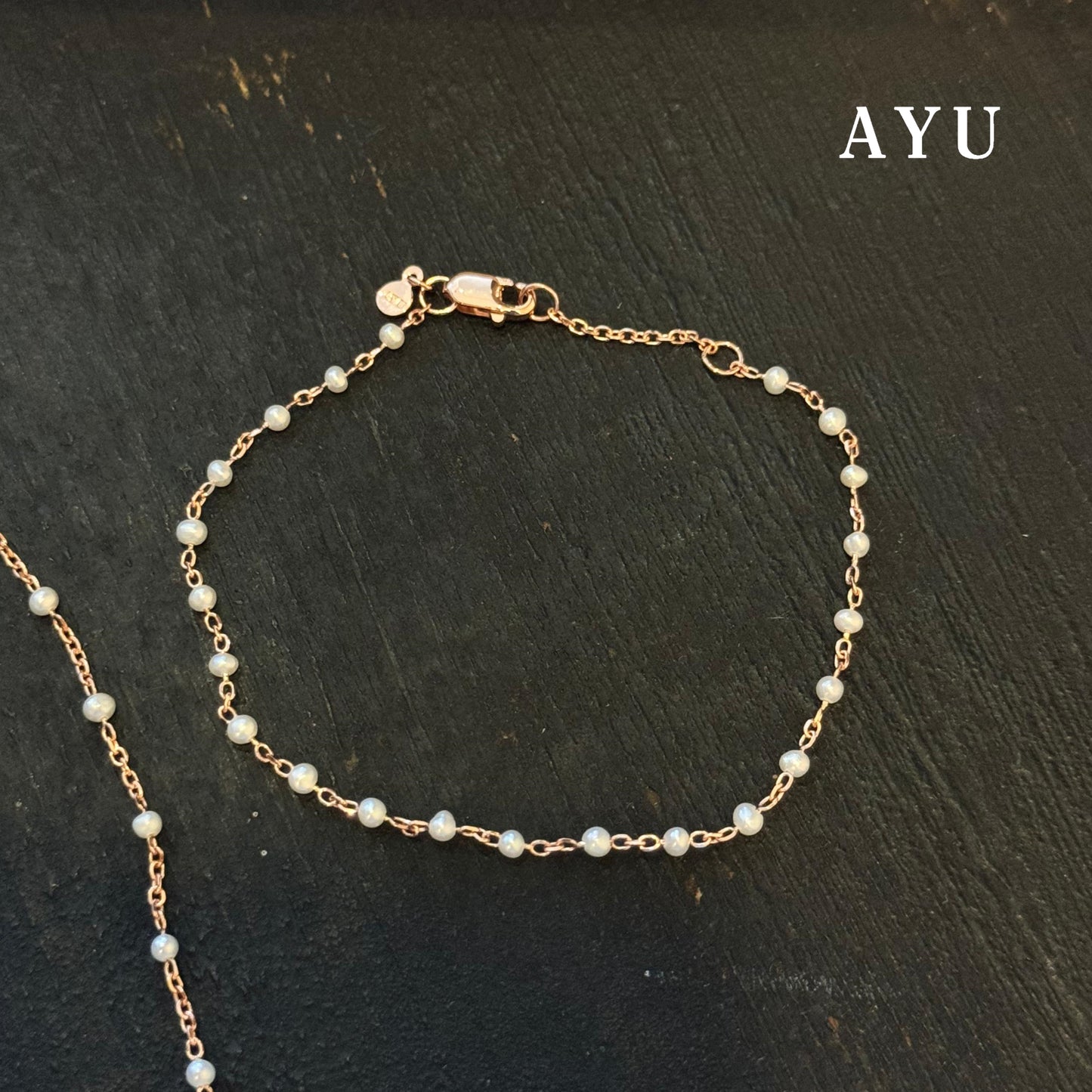 AYU Gelang Emas - Mini Pearl Chain Bracelet 17K Rose Gold