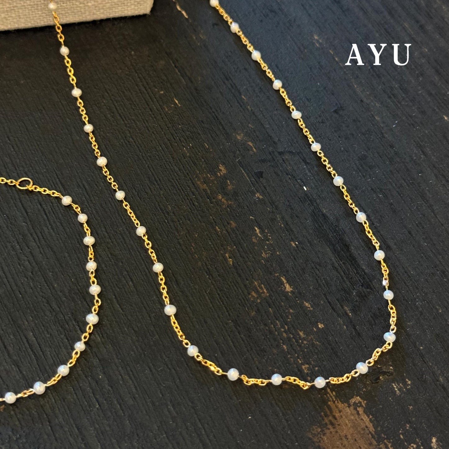 AYU Kalung Emas - Mini Pearl Chain Necklace 16K Yellow Gold