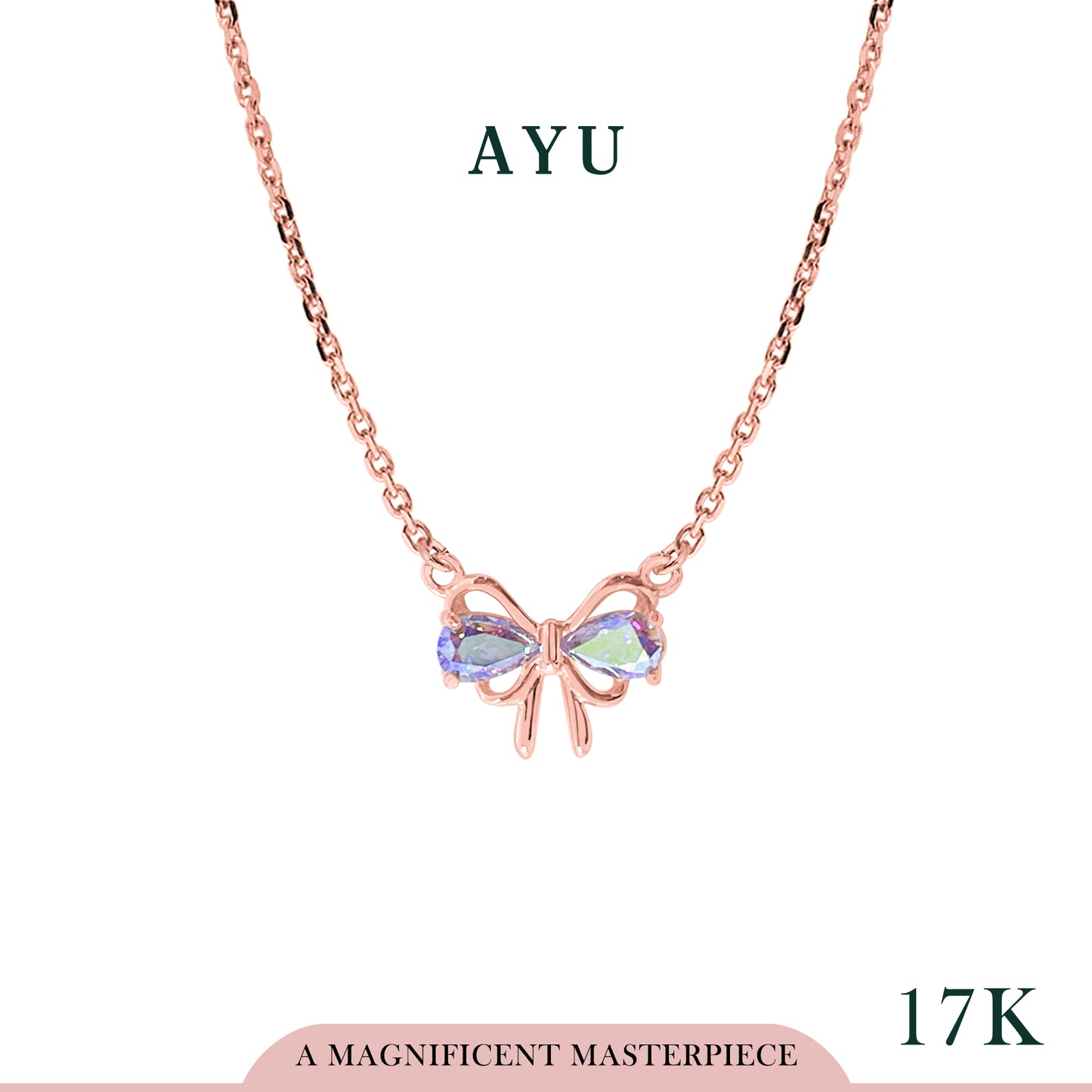 AYU Kalung Emas - Pretty In Magical Ribbon Chain Necklace 17k Rose Gold
