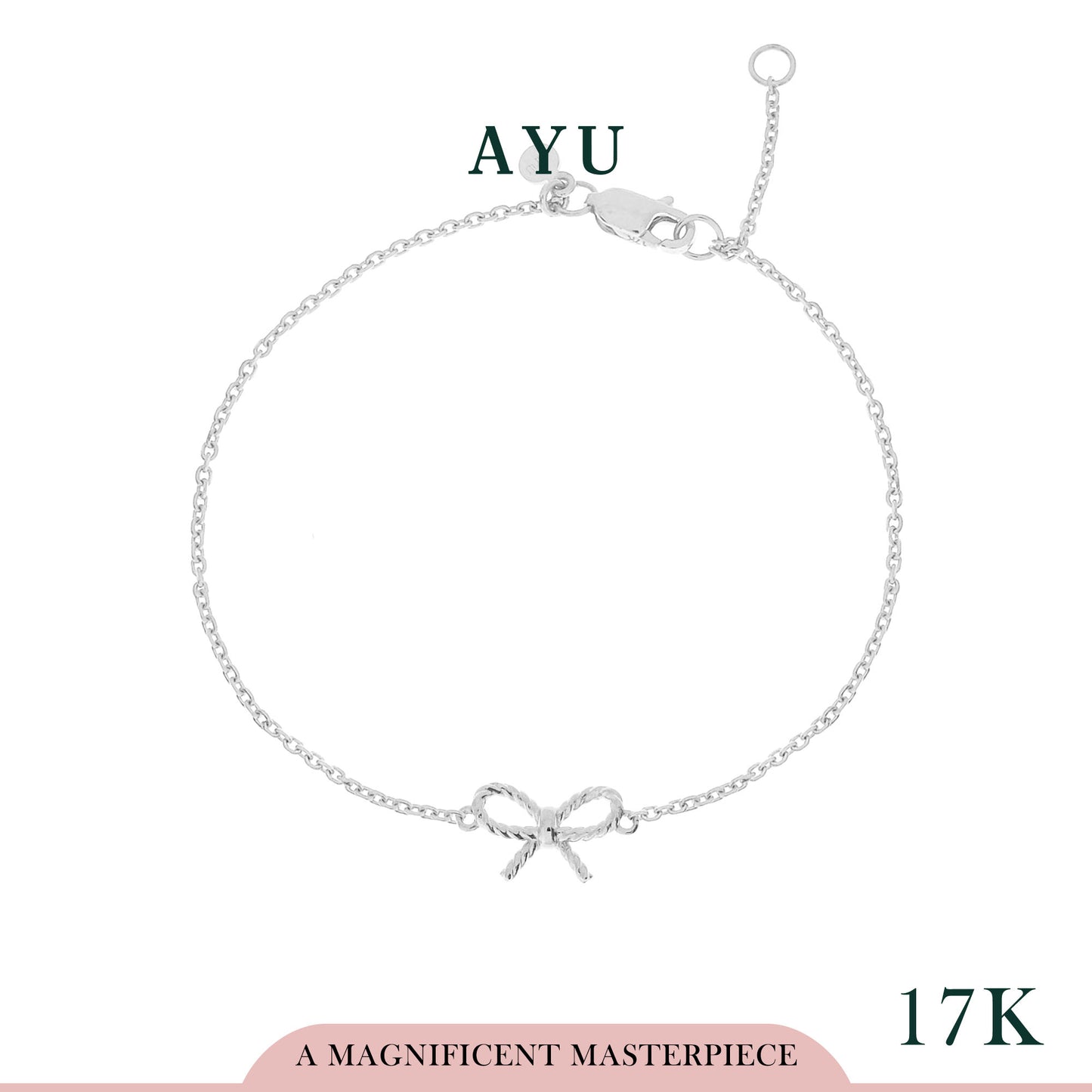 AYU Gelang Emas - Twist Ribbon Bracelet 17k White Gold
