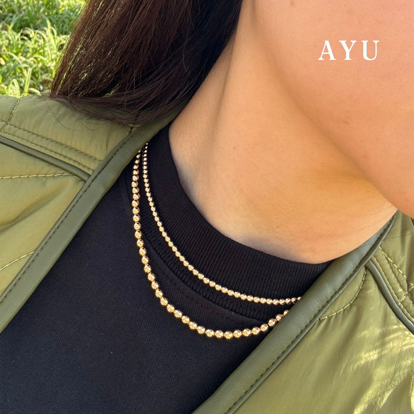 AYU Kalung Emas - Gold Boba Necklace 16k Yellow Gold