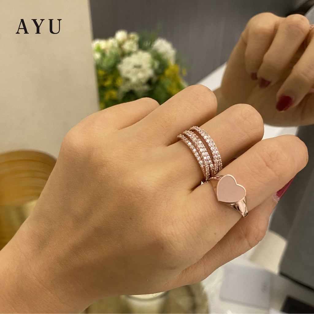 AYU Cincin Emas - Heart Signet Ring 17K Rose Gold