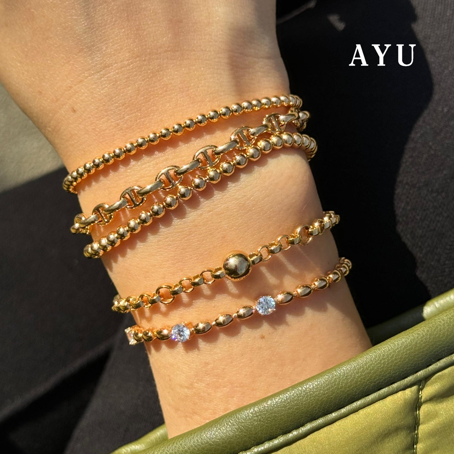 AYU Gelang Emas - Gold Boba Bracelet 16k Yellow Gold