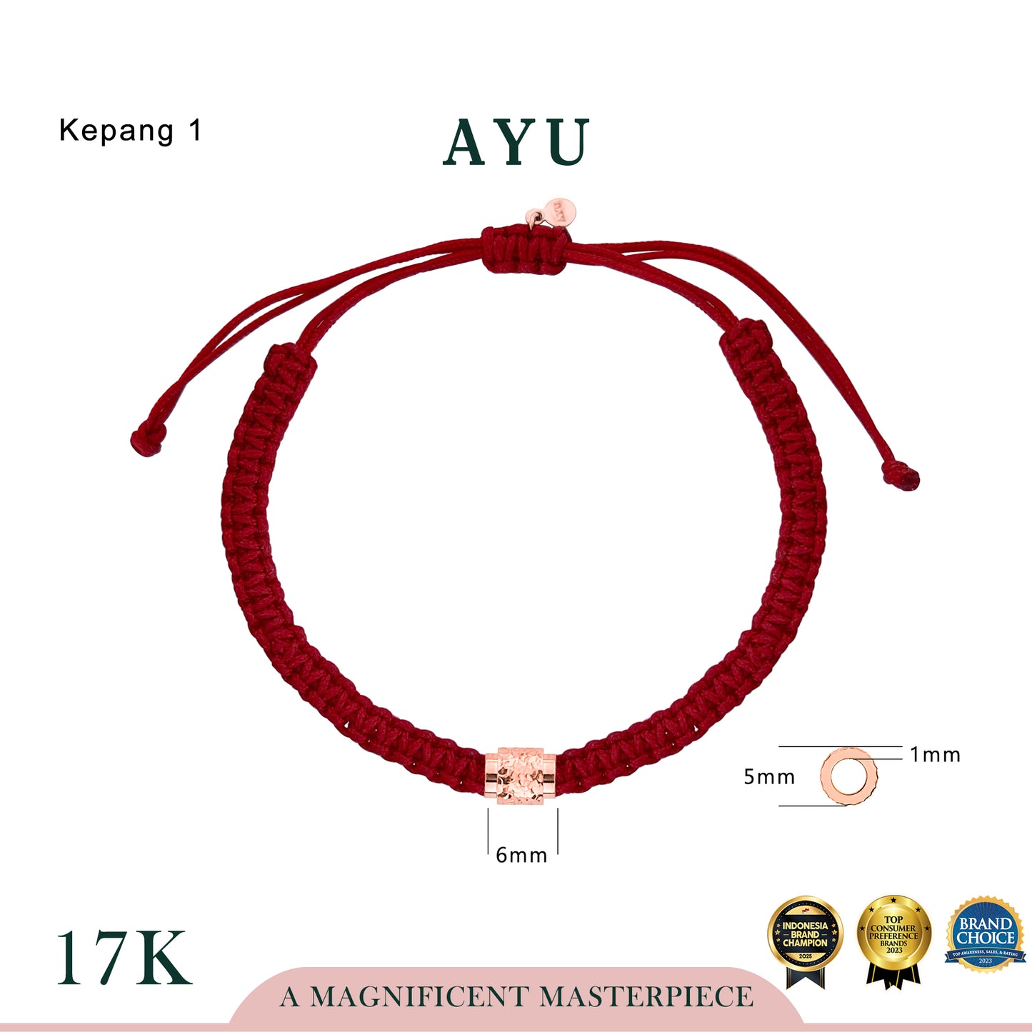 AYU Gold Bling Wheel Charm 17k Rose Gold (A)
