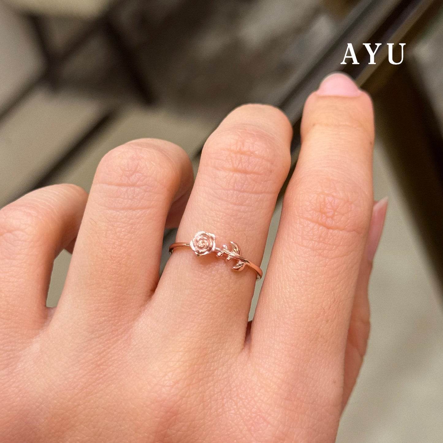 AYU Cincin Emas - Gold Enchanted Rose Ring 17K Rose Gold