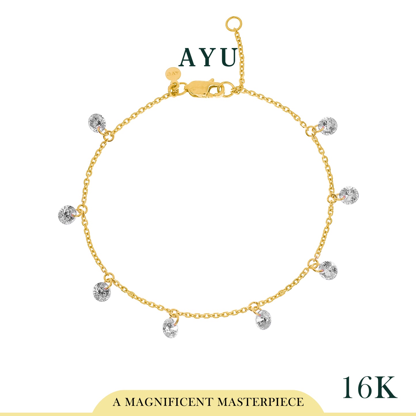 AYU 8 CANDY POP CHAIN ANKLET 16K YELLOW GOLD