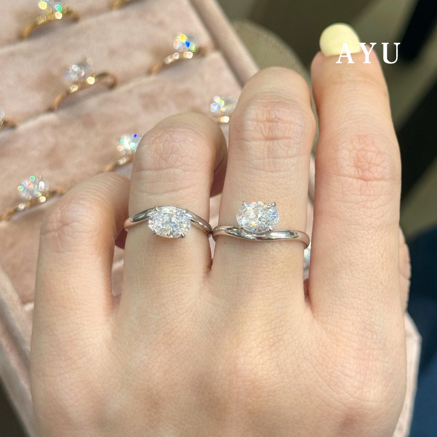 AYU Cincin Emas - Floating Oval Ring 17k Rose Gold