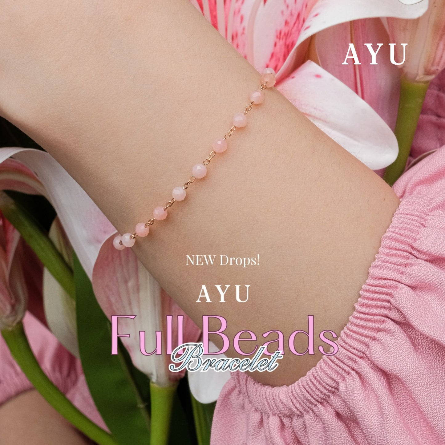 AYU Gelang Emas - Full Beads Bracelet 17k Rose Gold