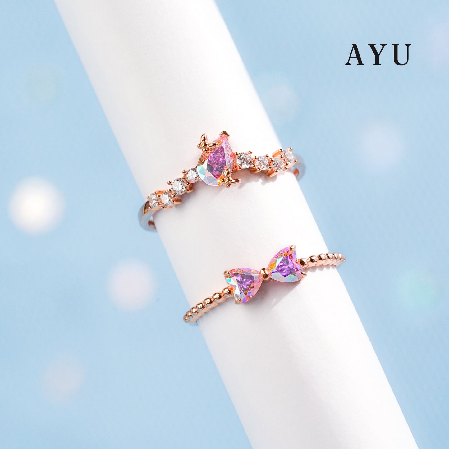 AYU Cincin Emas - Magical Teardrop Constellation Ring 17K Rose Gold