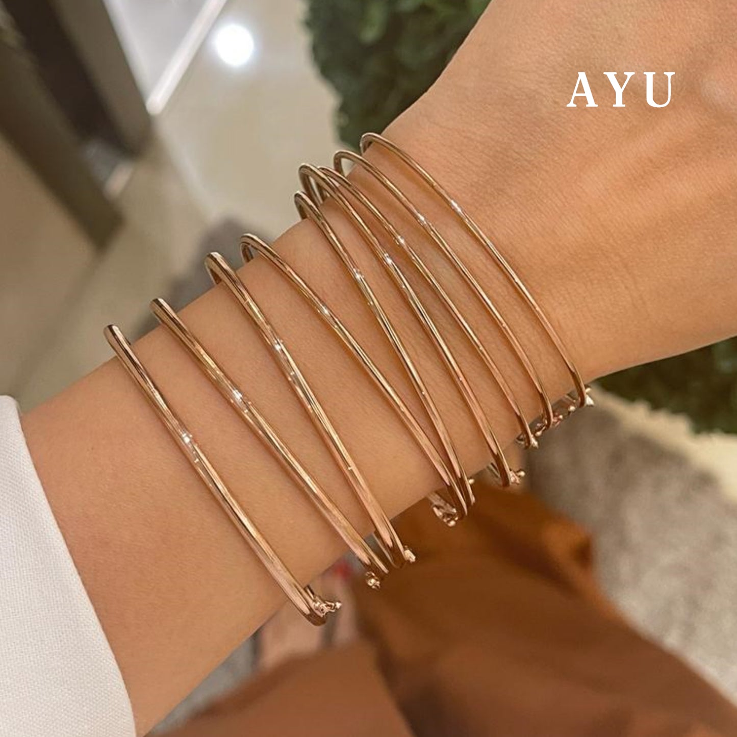 AYU Gelang Emas - Gold Wire Bangle 17k White Gold