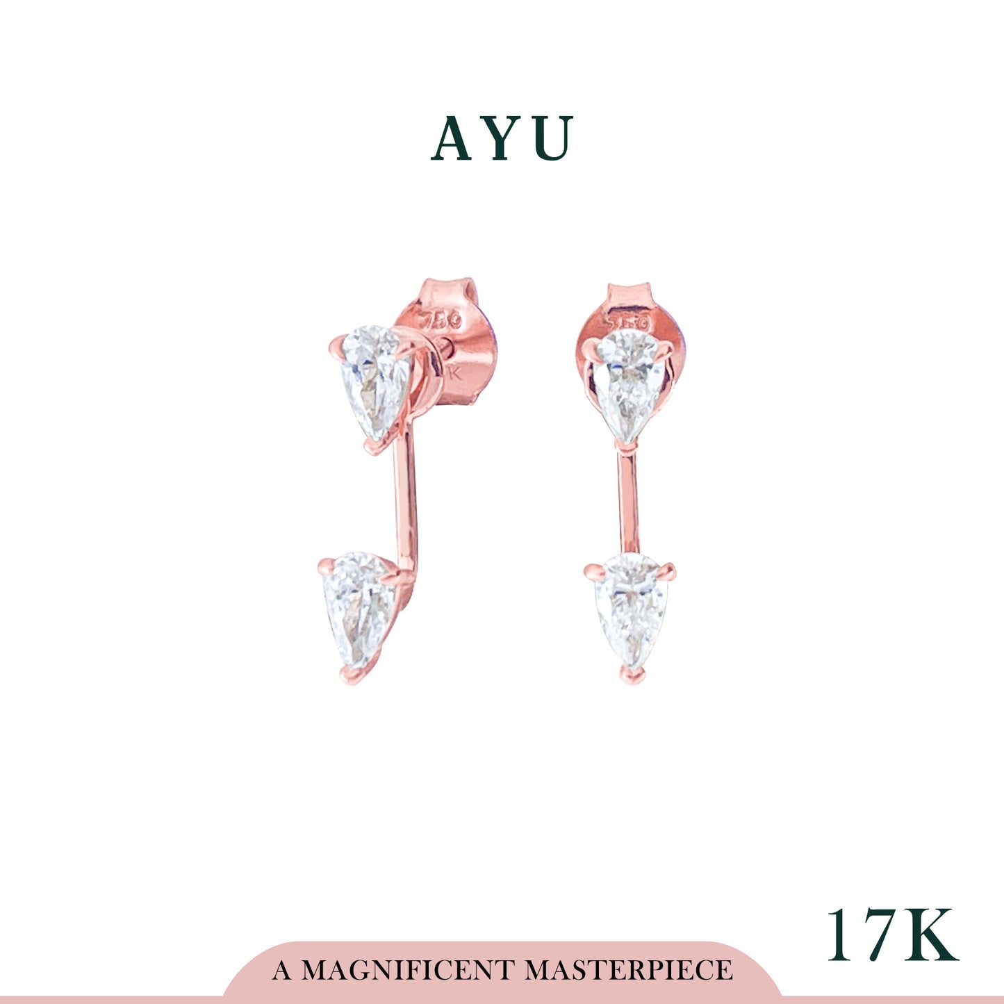AYU Anting Emas - Teardrop Double Studs Jacket 17k