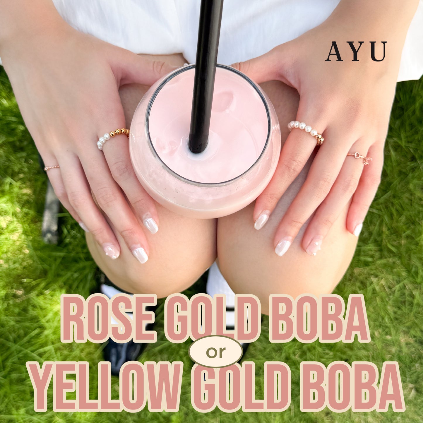 AYU Cincin Emas - Undecided Boba And Pearl Ring 16k Yellow Gold