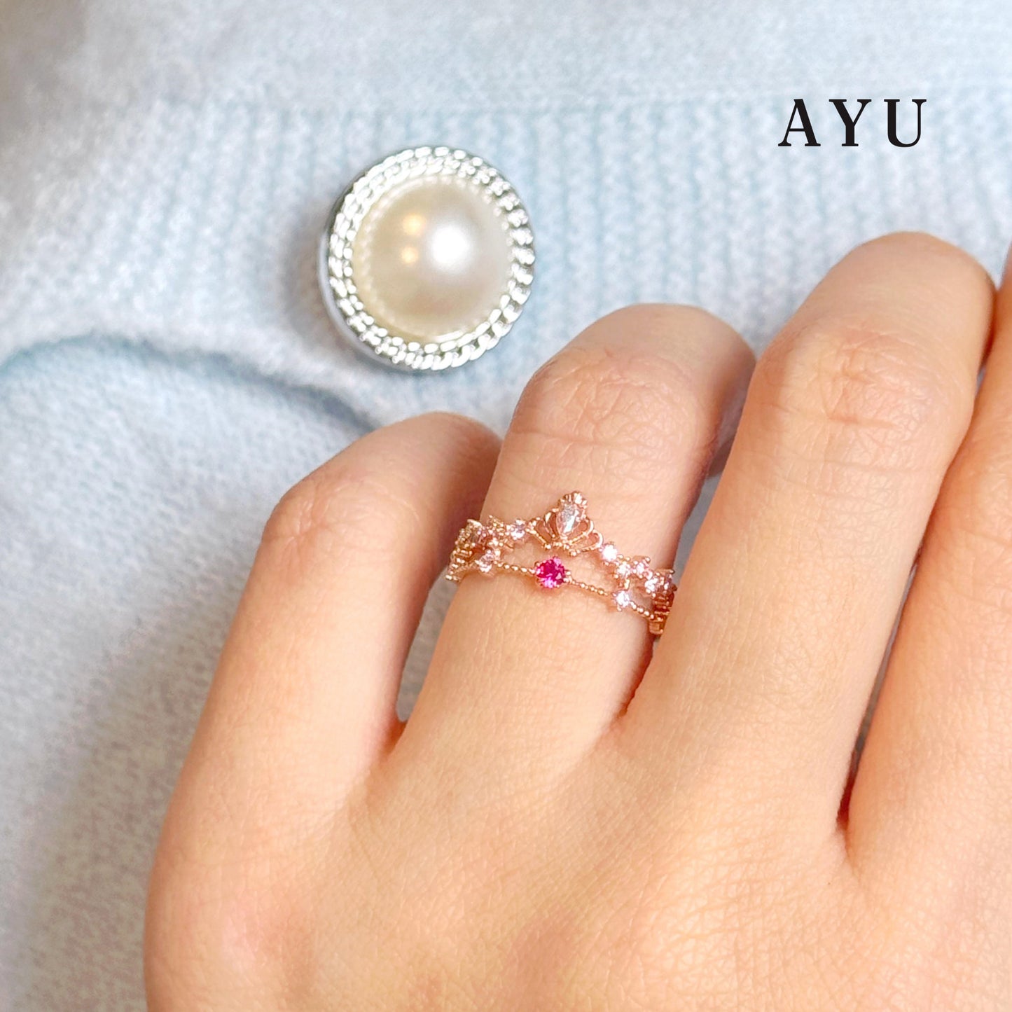 AYU Cincin Emas - Magical Enchanted Crown Ring 17k Rose Gold
