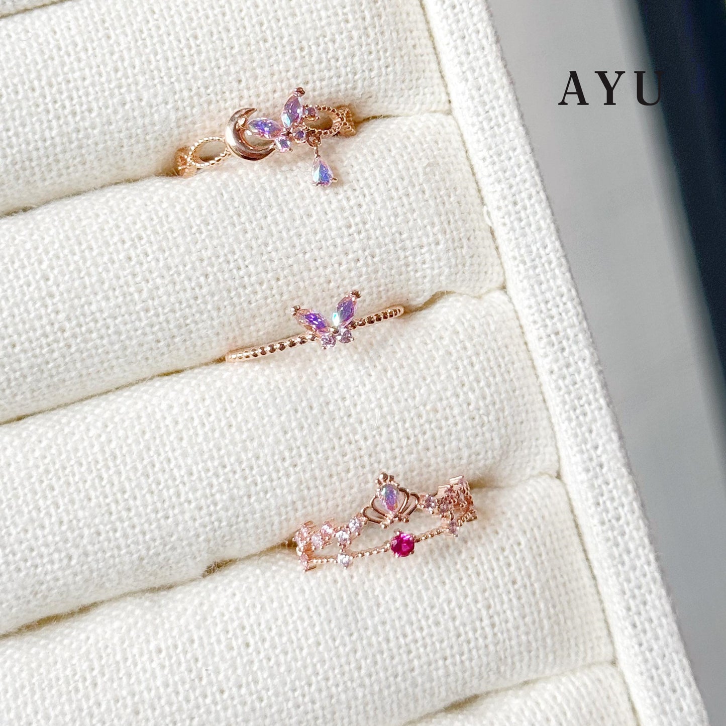 AYU Cincin Emas - Magical Enchanted Crown Ring 17k Rose Gold