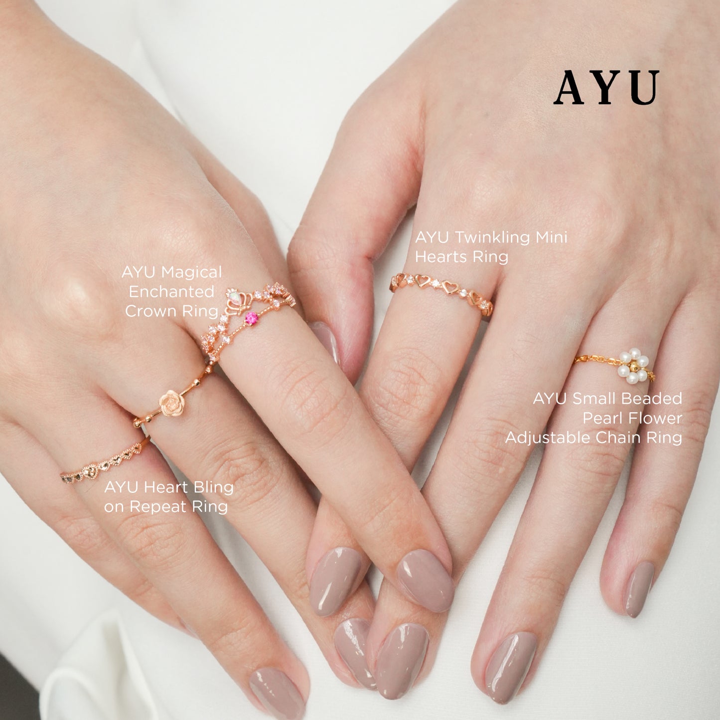 AYU Cincin Emas - Heart Bling On Repeat Ring 17k Rose Gold