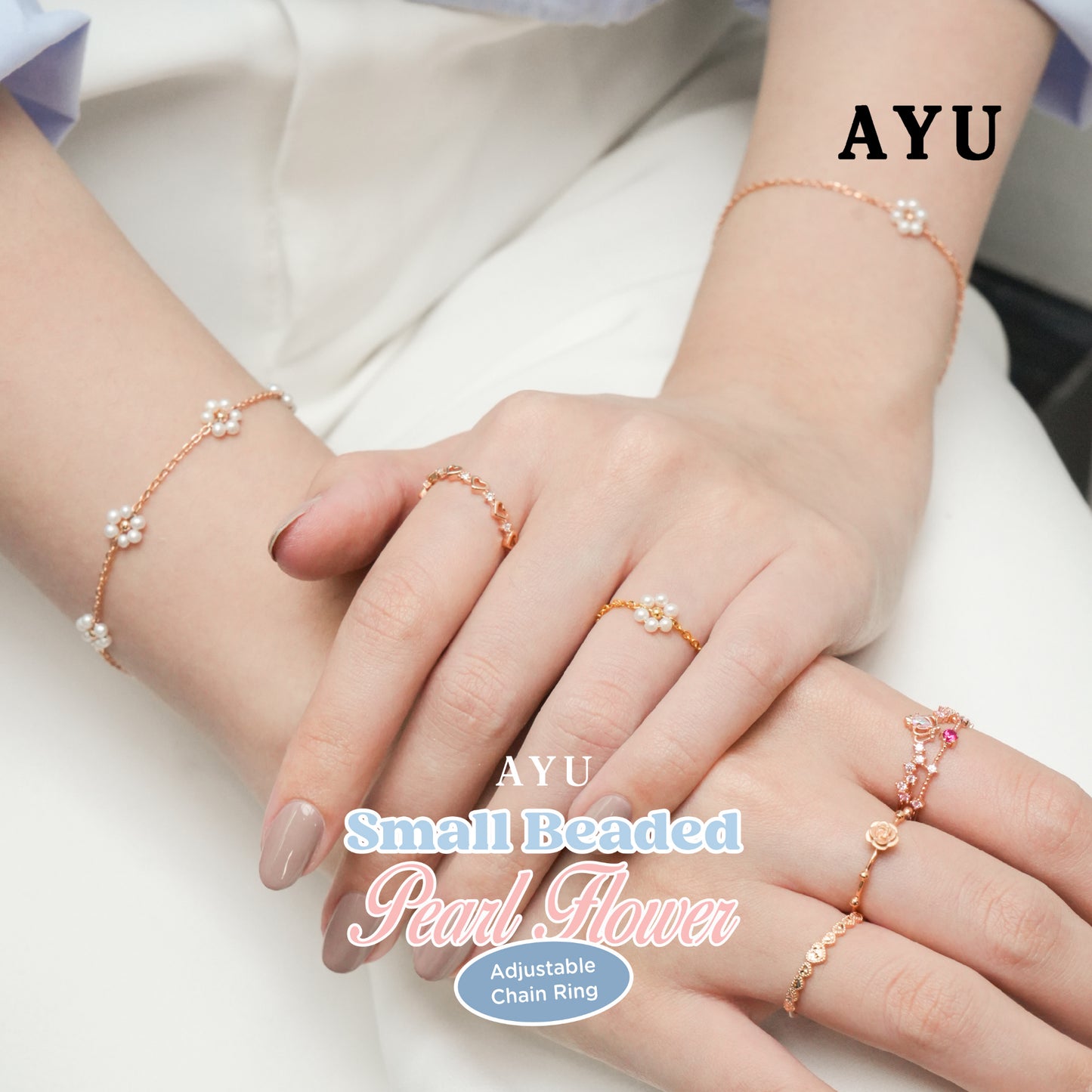 AYU Cincin Emas - Heart Bling On Repeat Ring 17k Rose Gold
