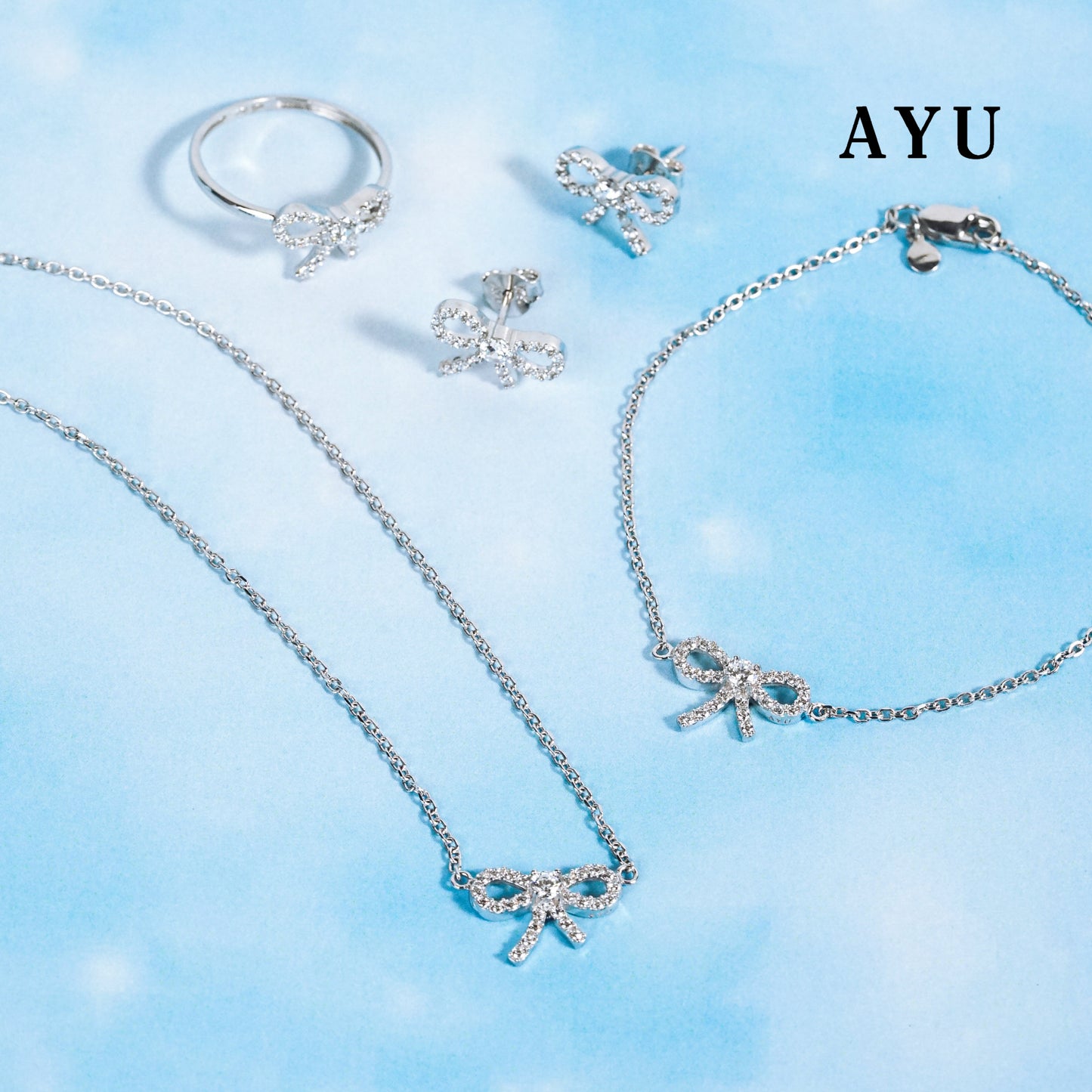 AYU Gelang Emas-Twinkle Pave Ribbon Chain Bracelet 17k White Gold