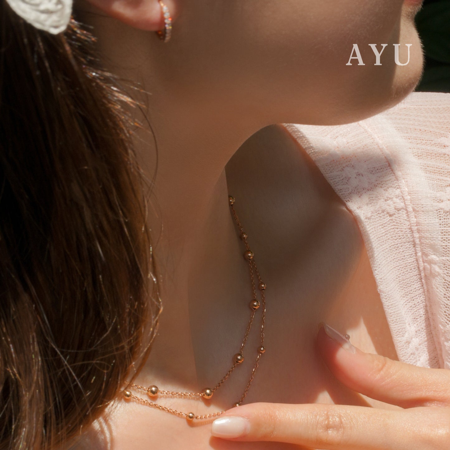 AYU Anting Emas Jepit - Pave Doughnut Earrings 17K Rose Gold
