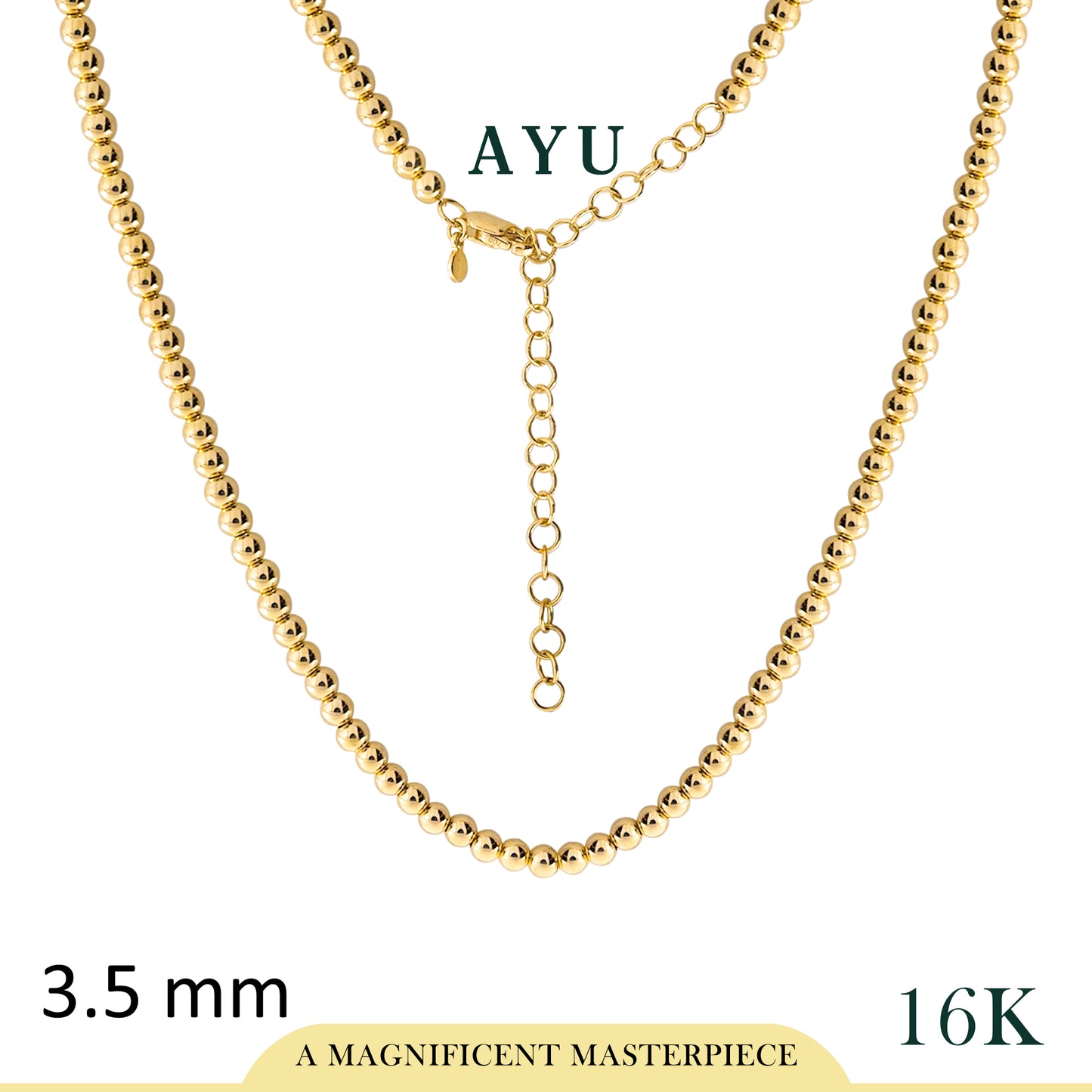 AYU Kalung Emas - Gold Boba Necklace 16k Yellow Gold