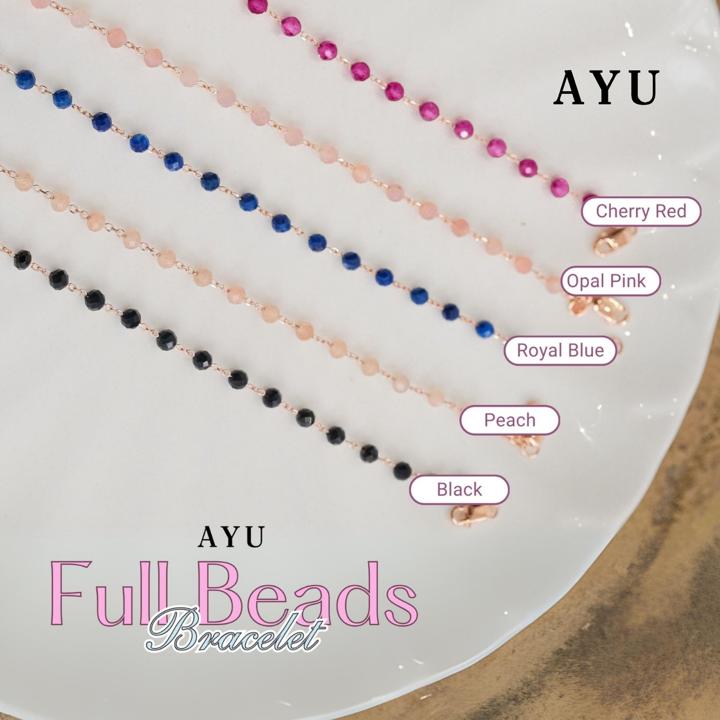 AYU Gelang Emas - Full Beads Bracelet 17k Rose Gold