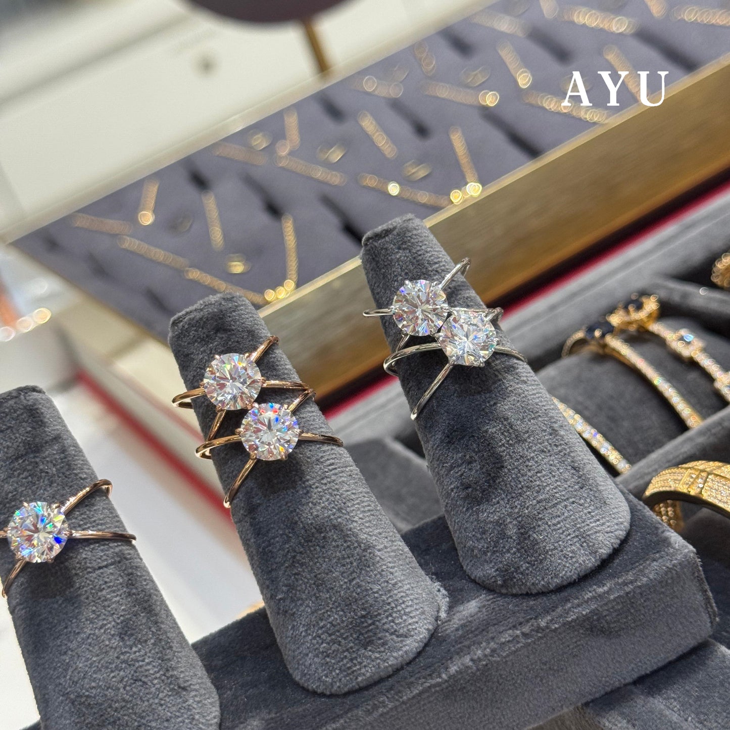 AYU Cincin Emas - Glam Gigi 6 Prong X Ring 17k White Gold