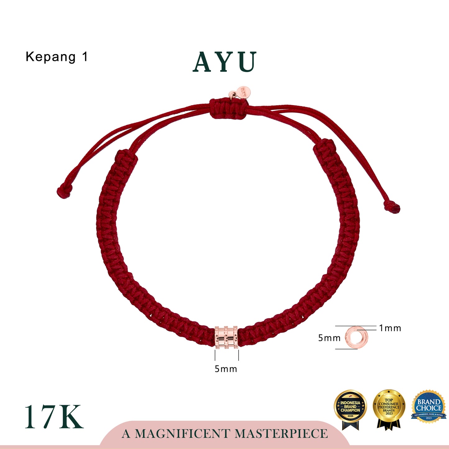AYU Gold Bling Wheel Charm 17k Rose Gold (B)