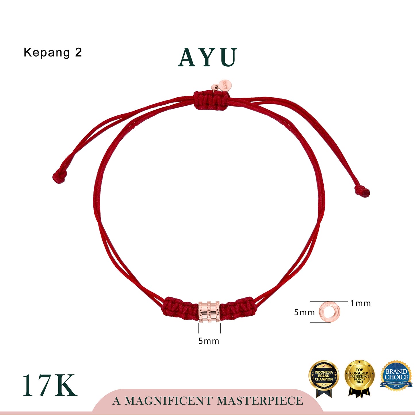 AYU Gold Bling Wheel Charm 17k Rose Gold (B)