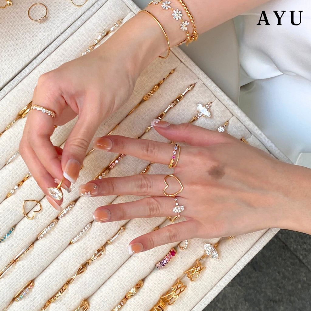AYU Cincin Emas - Biggie Open Heart Ring 17k Rose Gold