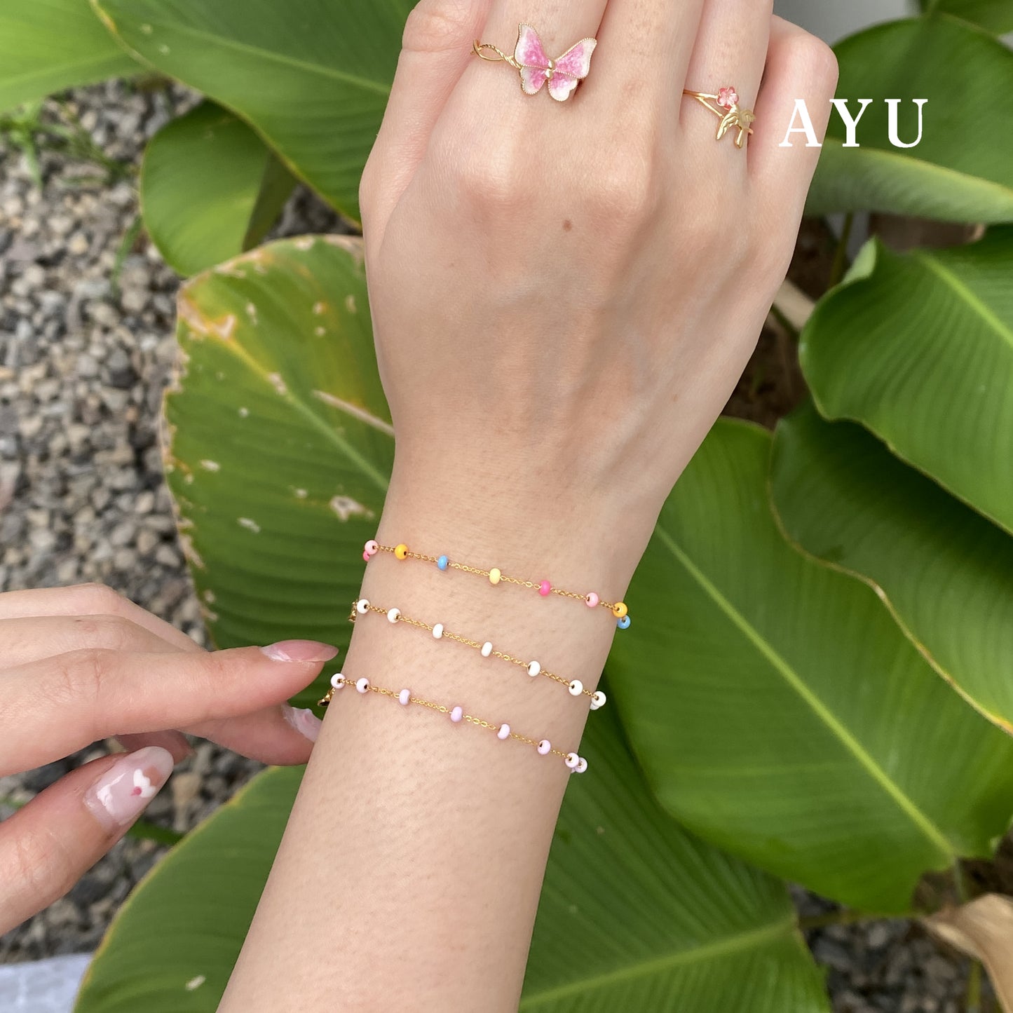 AYU Gelang Emas - Dot Dot Chain Bracelet 17k Rose Gold