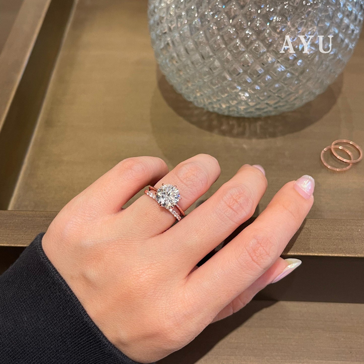 AYU Cincin Emas - Glam Gigi 6 Prong Solitaire 17K Rose Gold
