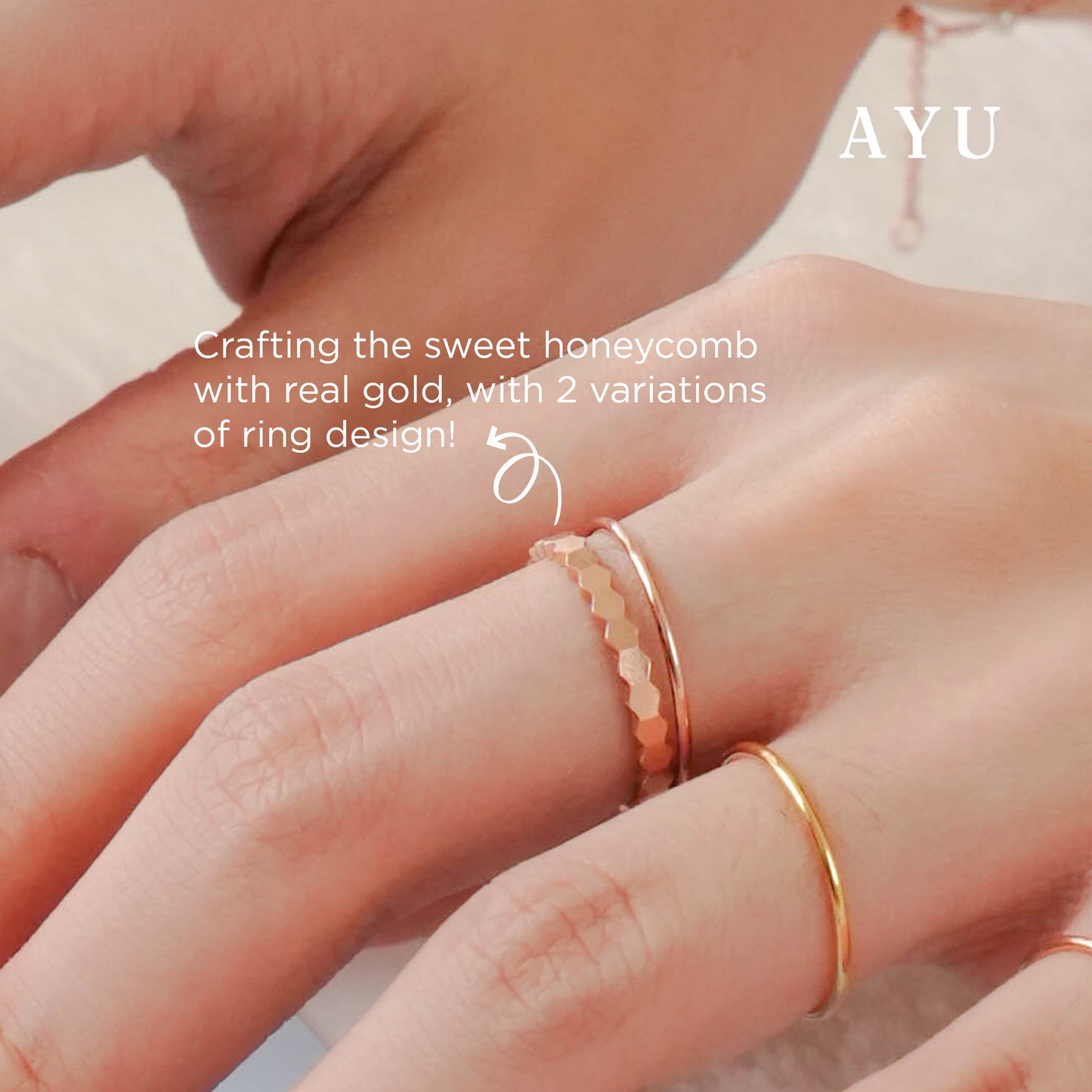 AYU Cincin Emas - Golden Benang Ring 17k Rose Gold