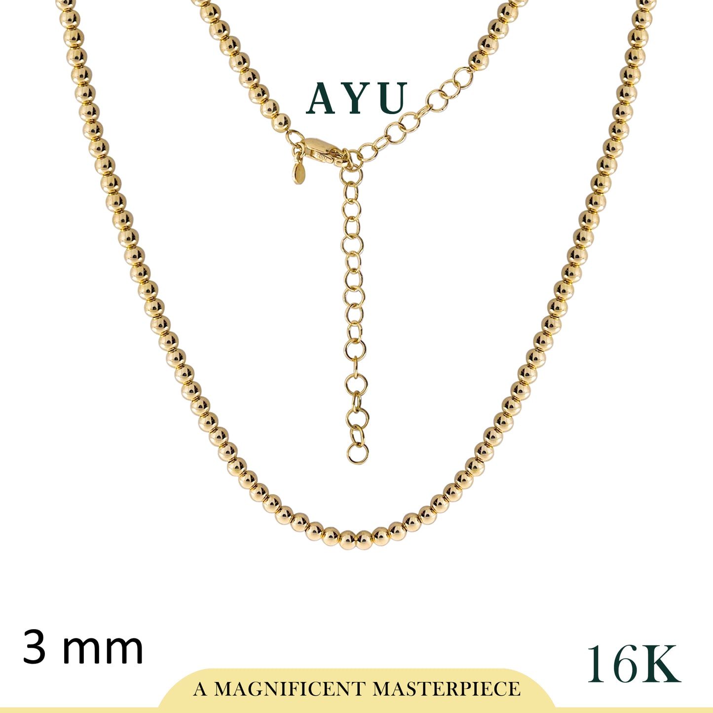 AYU Kalung Emas - Gold Boba Necklace 16k Yellow Gold