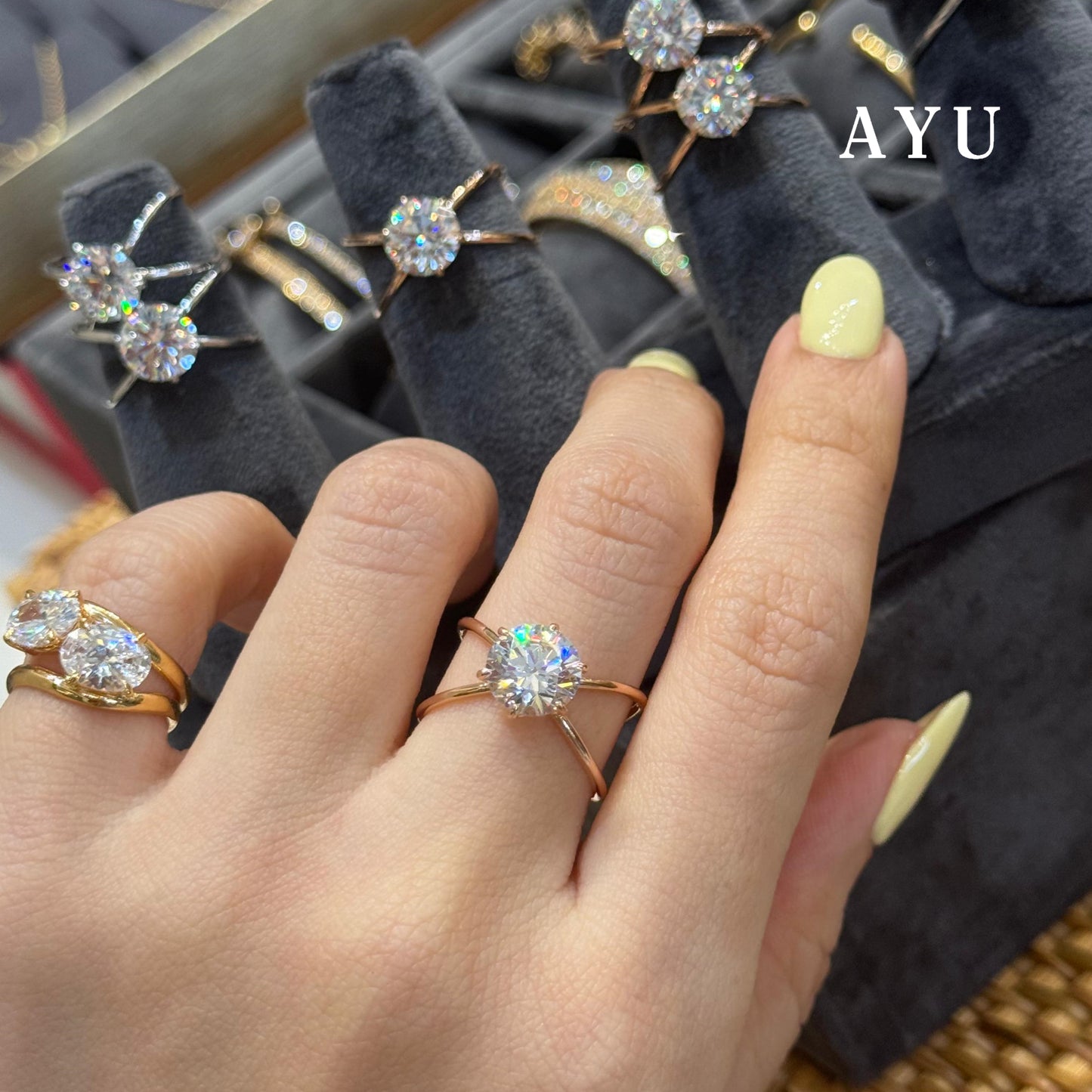 AYU Cincin Emas - Glam Gigi 6 Prong X Ring 17k White Gold