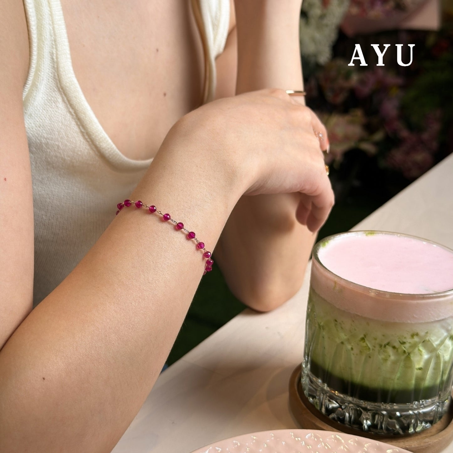AYU Gelang Emas - Full Beads Bracelet 17k Rose Gold