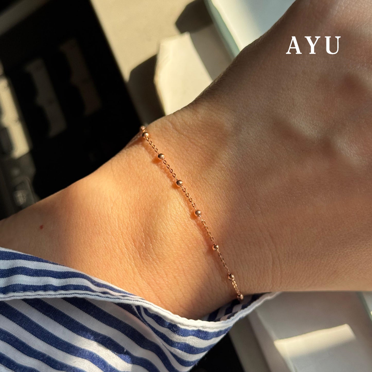 AYU Gelang Emas - Spaced Mini Boba Bracelet 17k Rose Gold