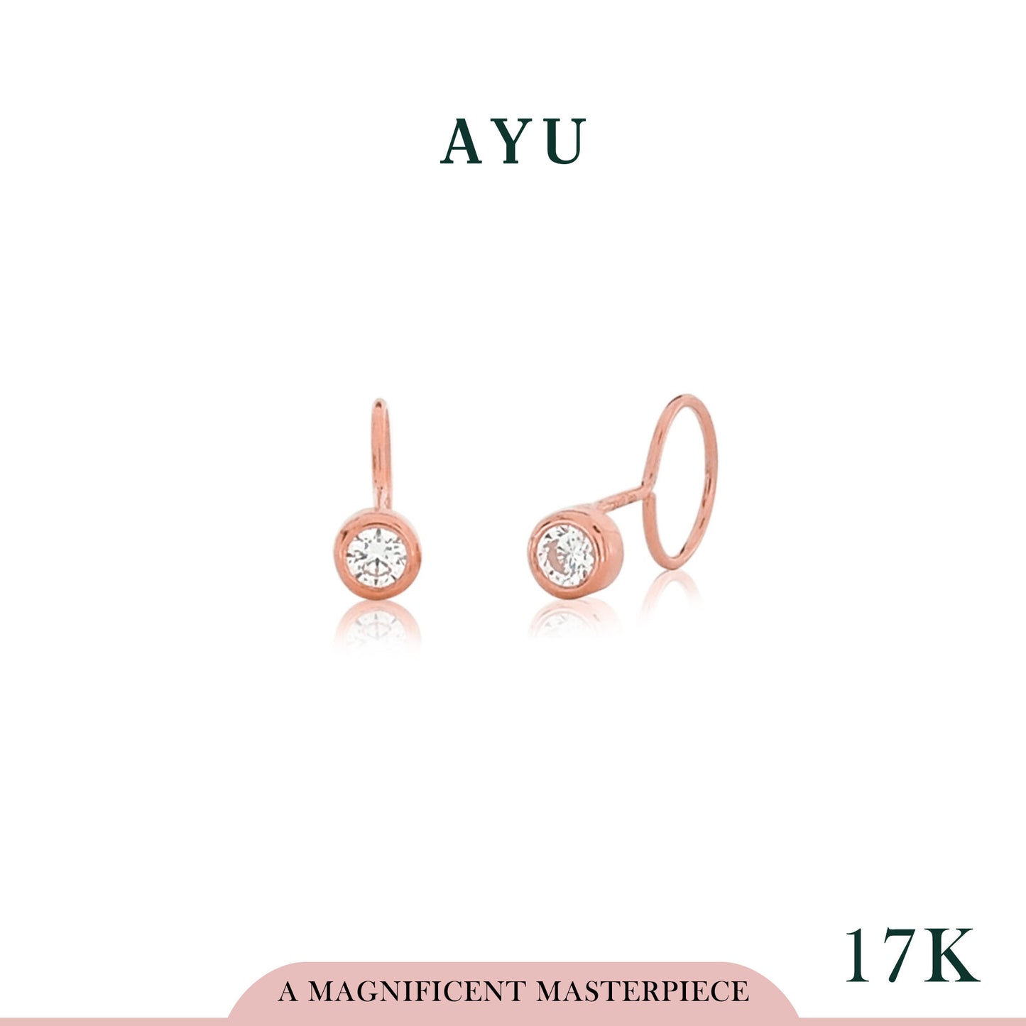 AYU Anting Emas Toge - Mini Bezel Round Loop 17K Rose Gold