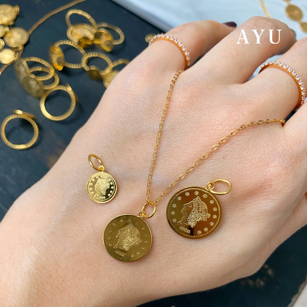 AYU Liontin Emas - Dollar Coin Pendant 16K Yellow Gold