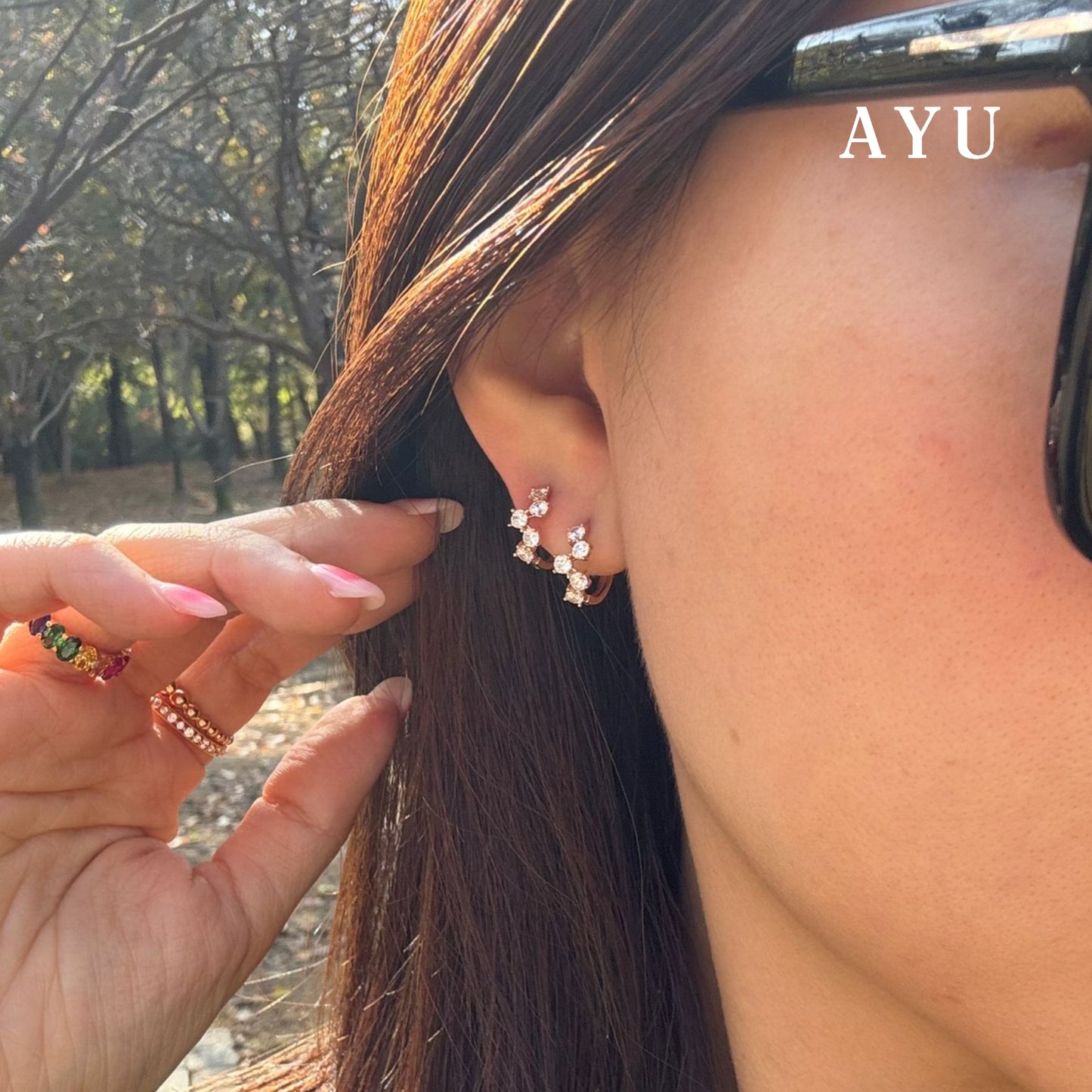 AYU Anting Emas - Milky Way Huggies 16k Yellow Gold