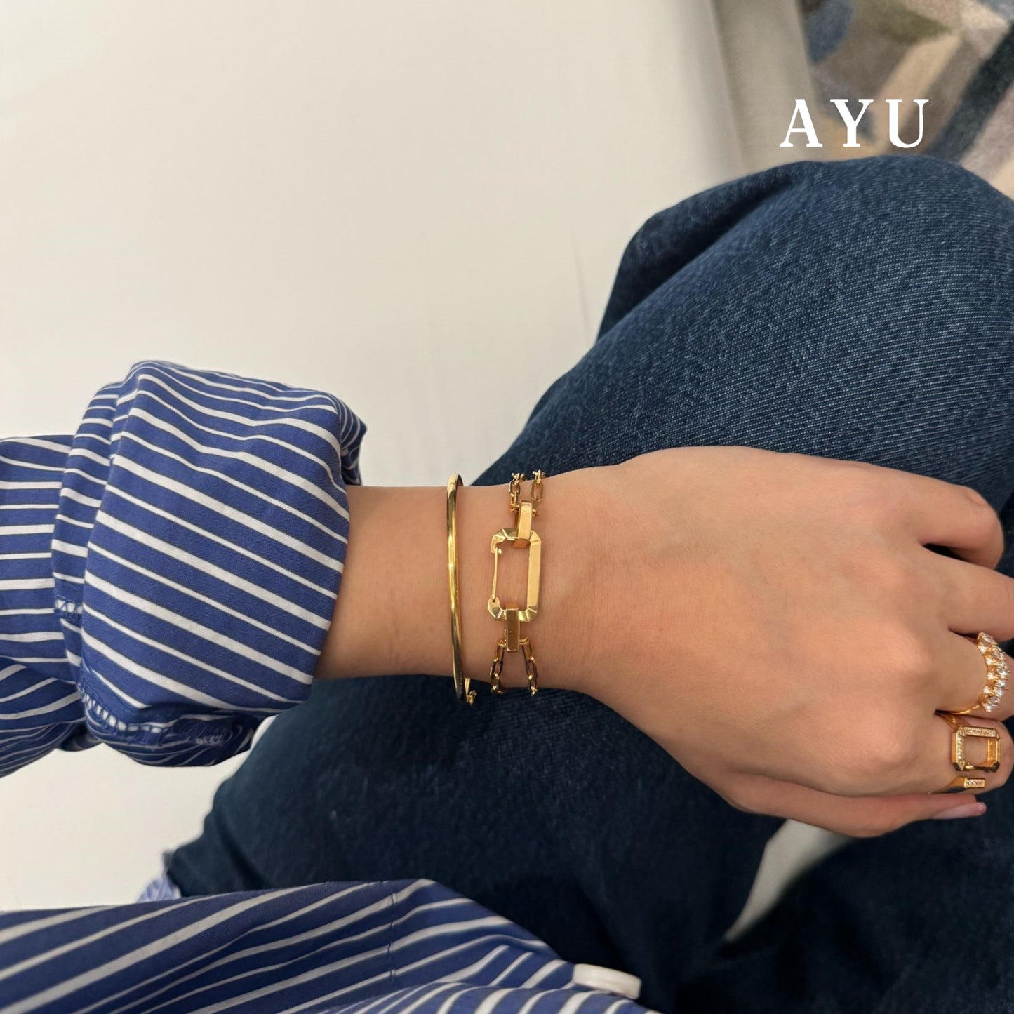 AYU Gelang Emas-Gold Clip On With Paper Clip Bracelet 16k Yellow Gold