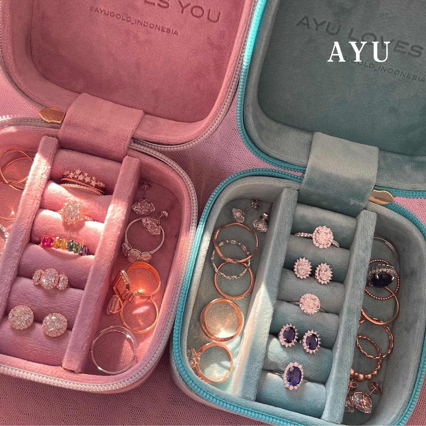 AYU Kotak Perhiasan - Ribbon Velvet Jewellery Box