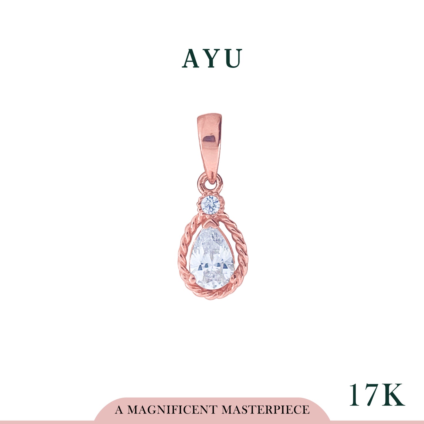 AYU Liontin Emas - Teardrop On Twist Halo Pendant 17k Rose Gold